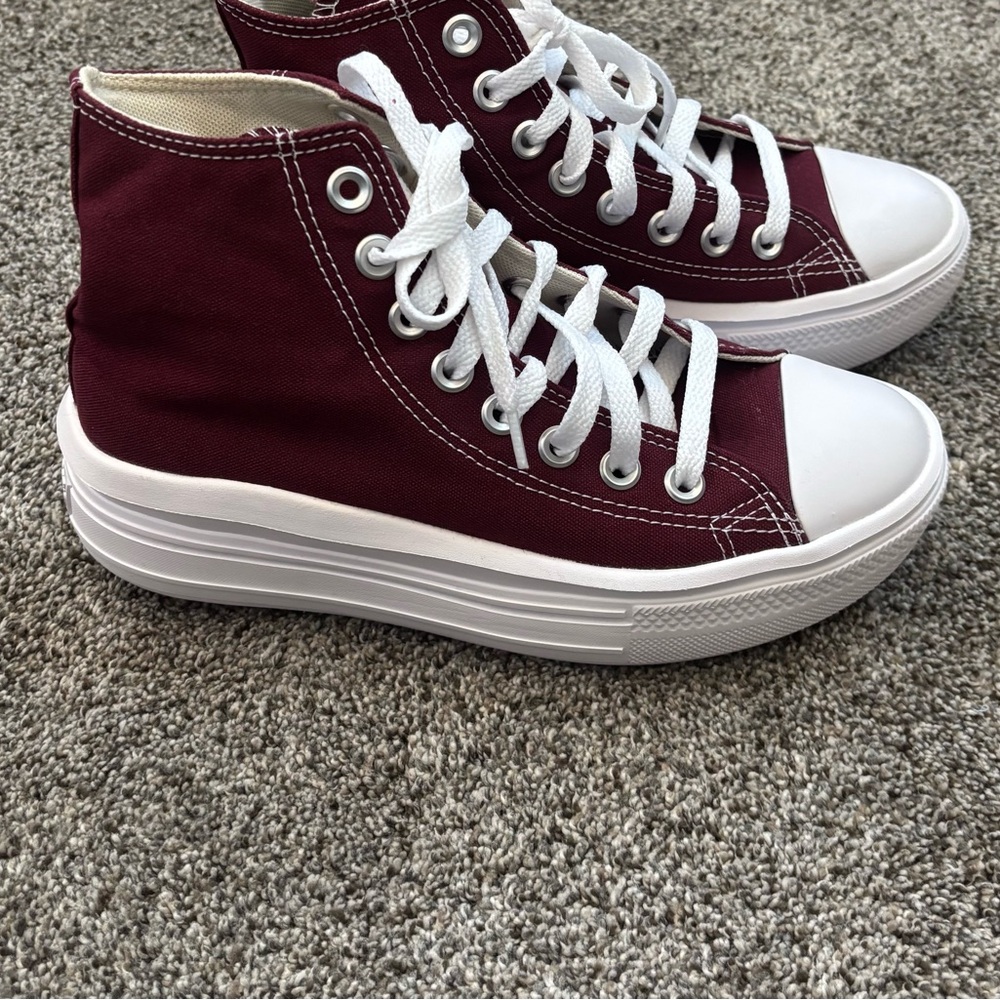 Converse Red and White High-Top Sneakers - Picture 6 of 10
